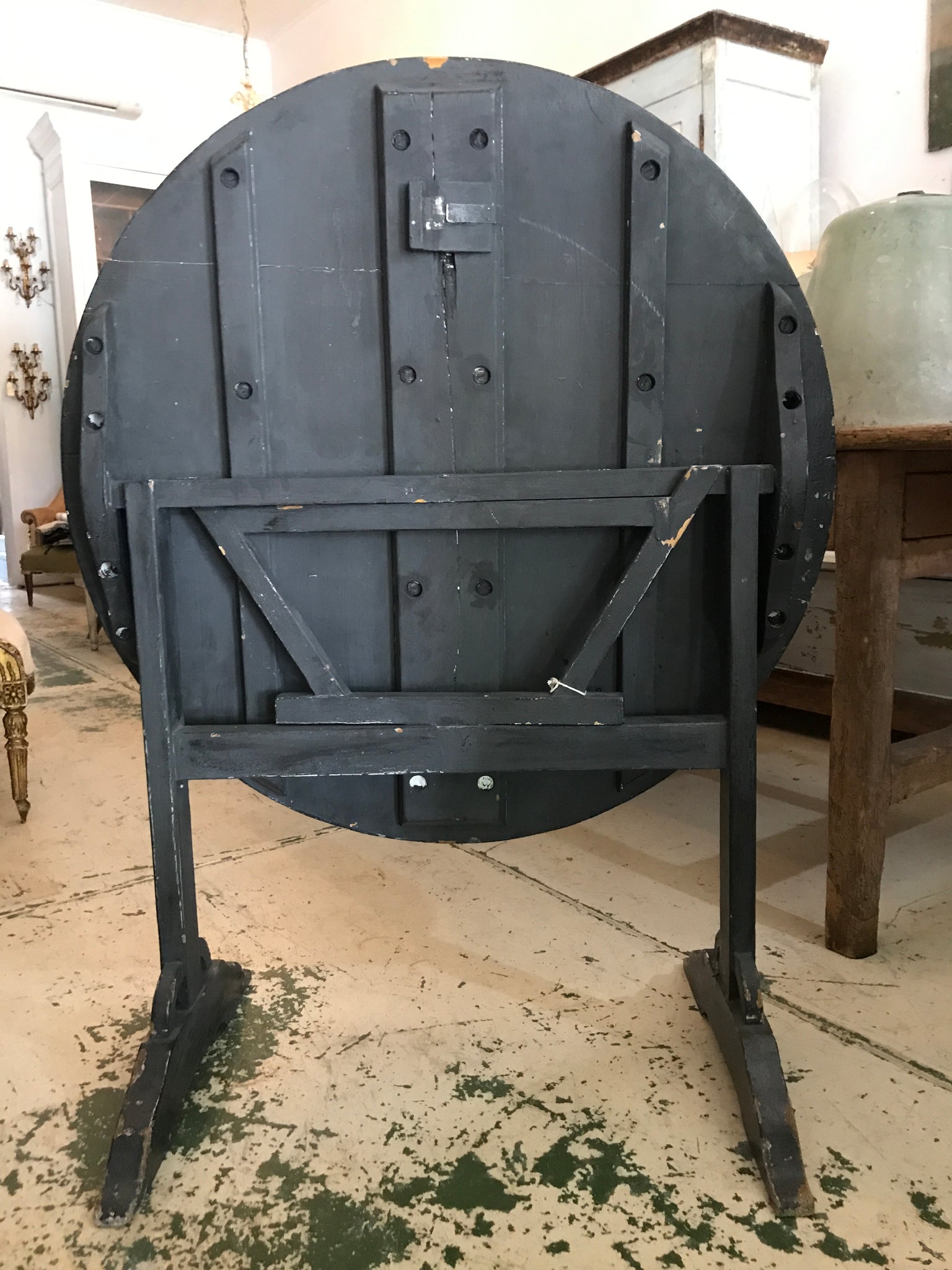Antique French tilt top wine table