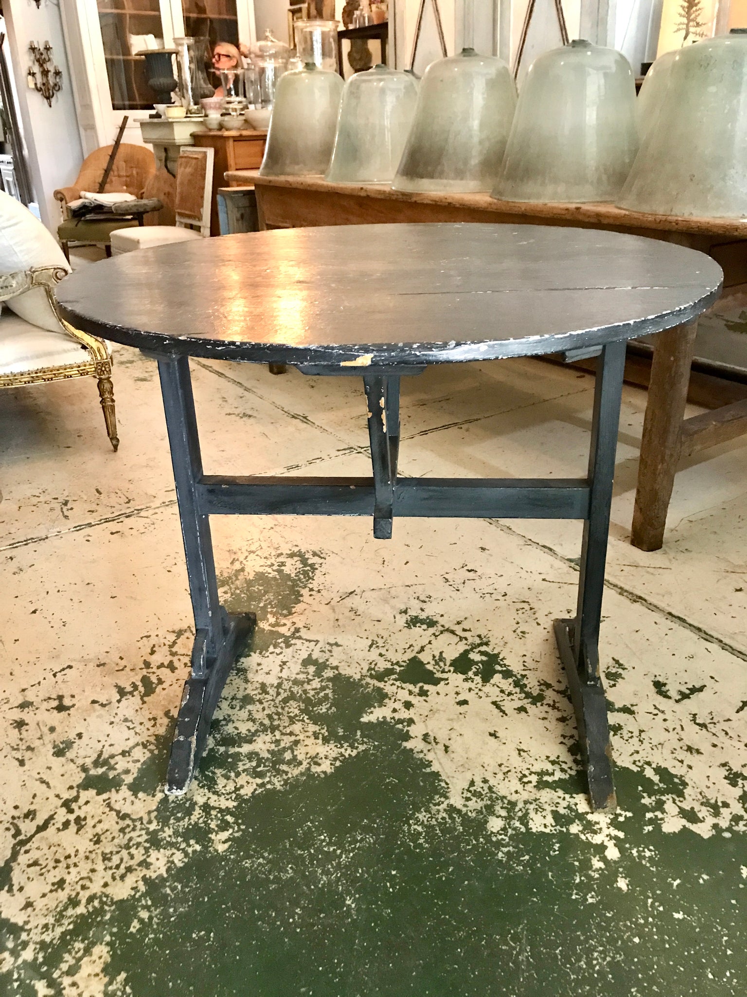 Antique French tilt top wine table