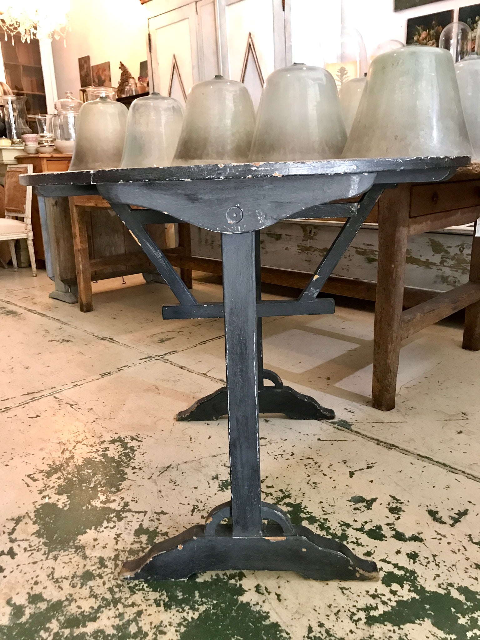 Antique French tilt top wine table