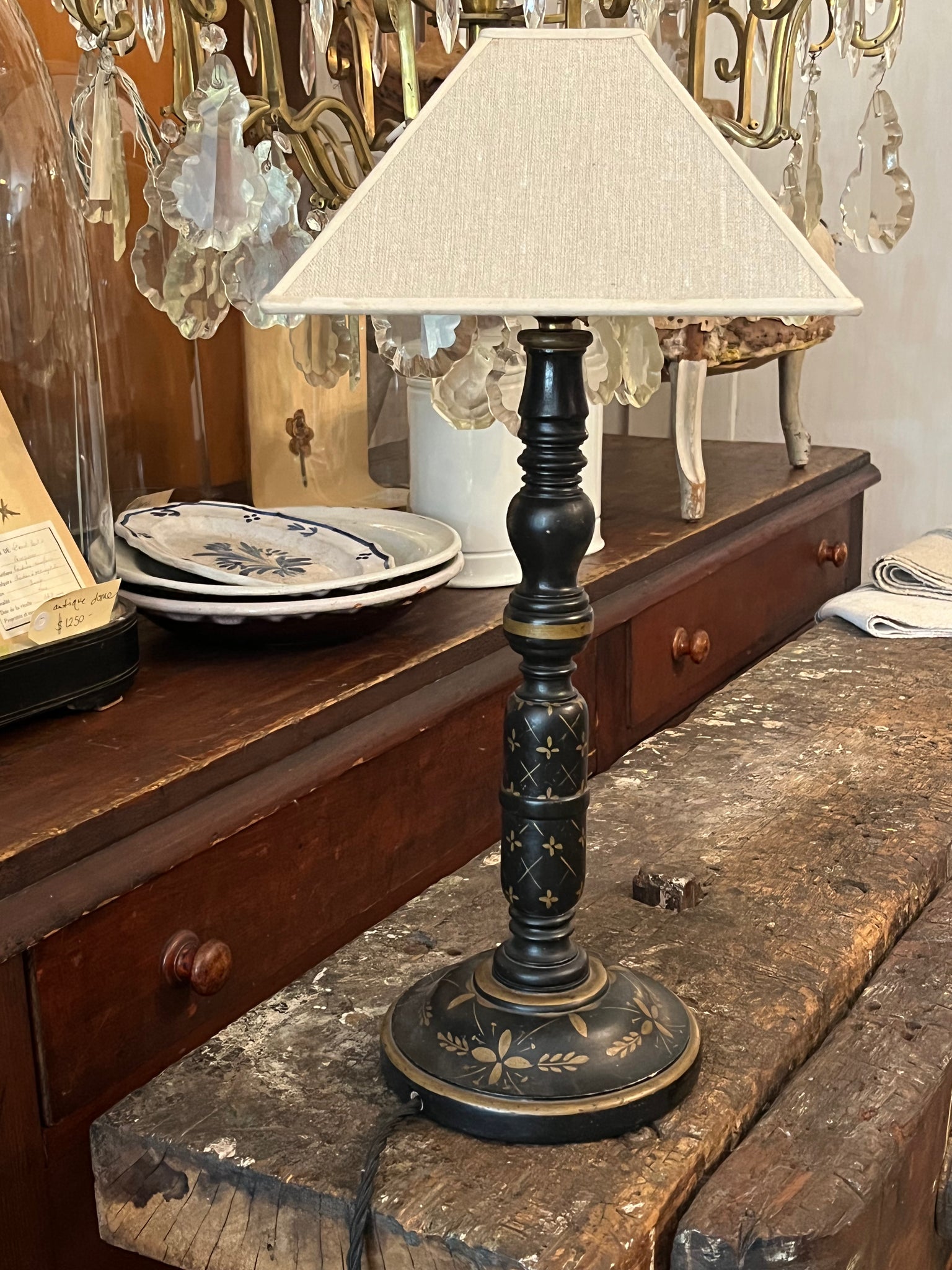 Antique hand painted lamp