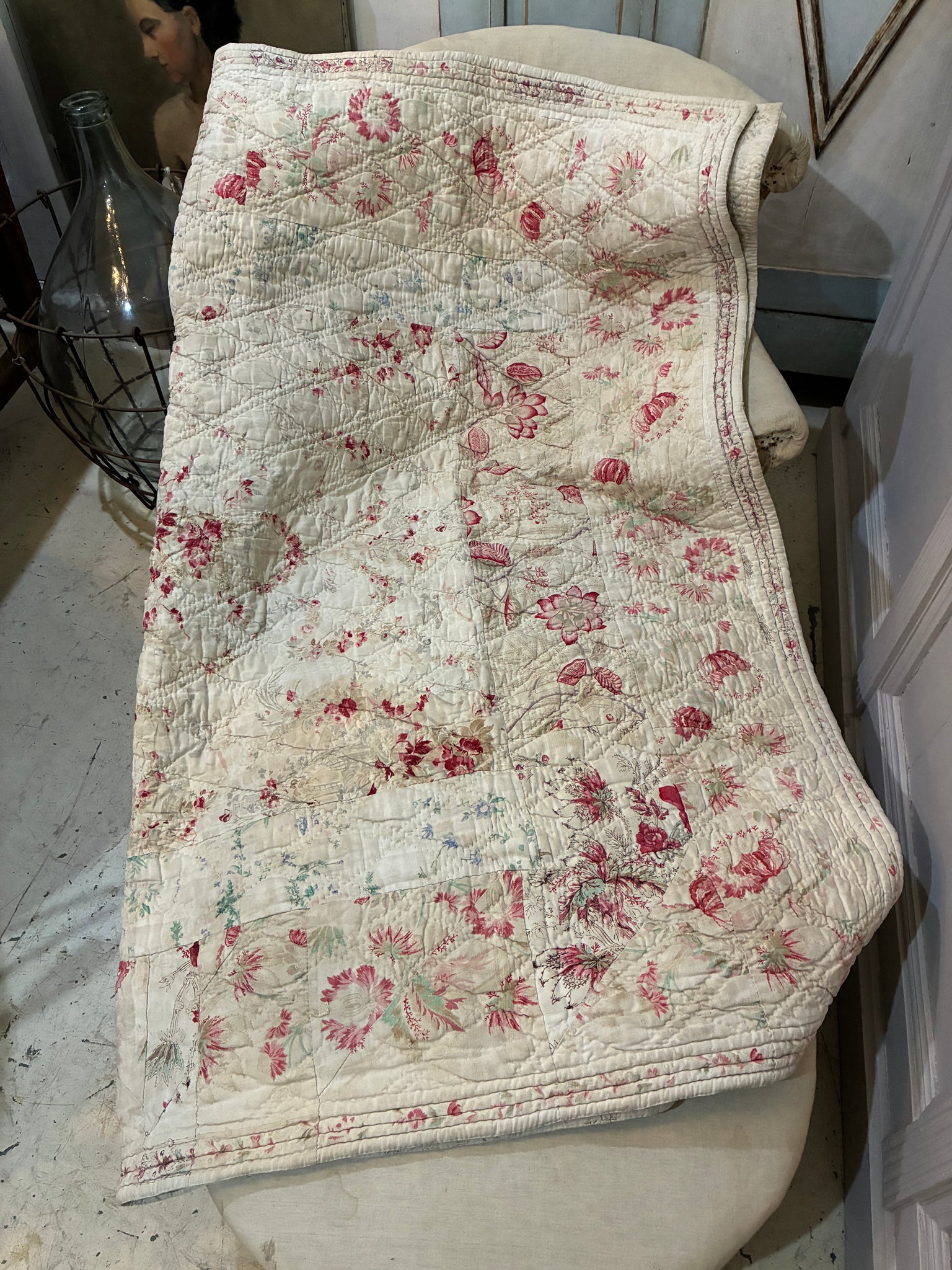 Antique French patchwork quilt