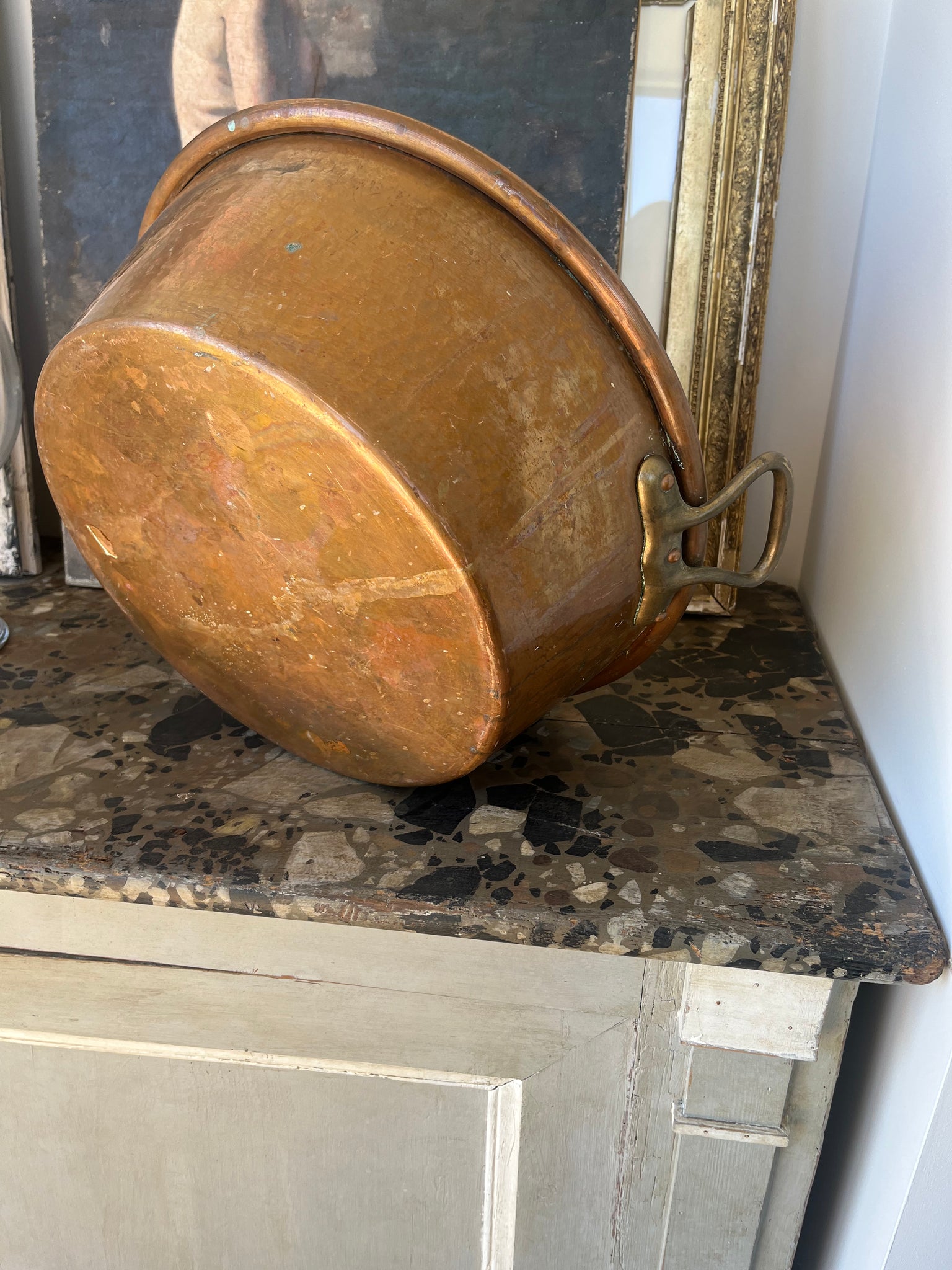 Antique French copper jam pot