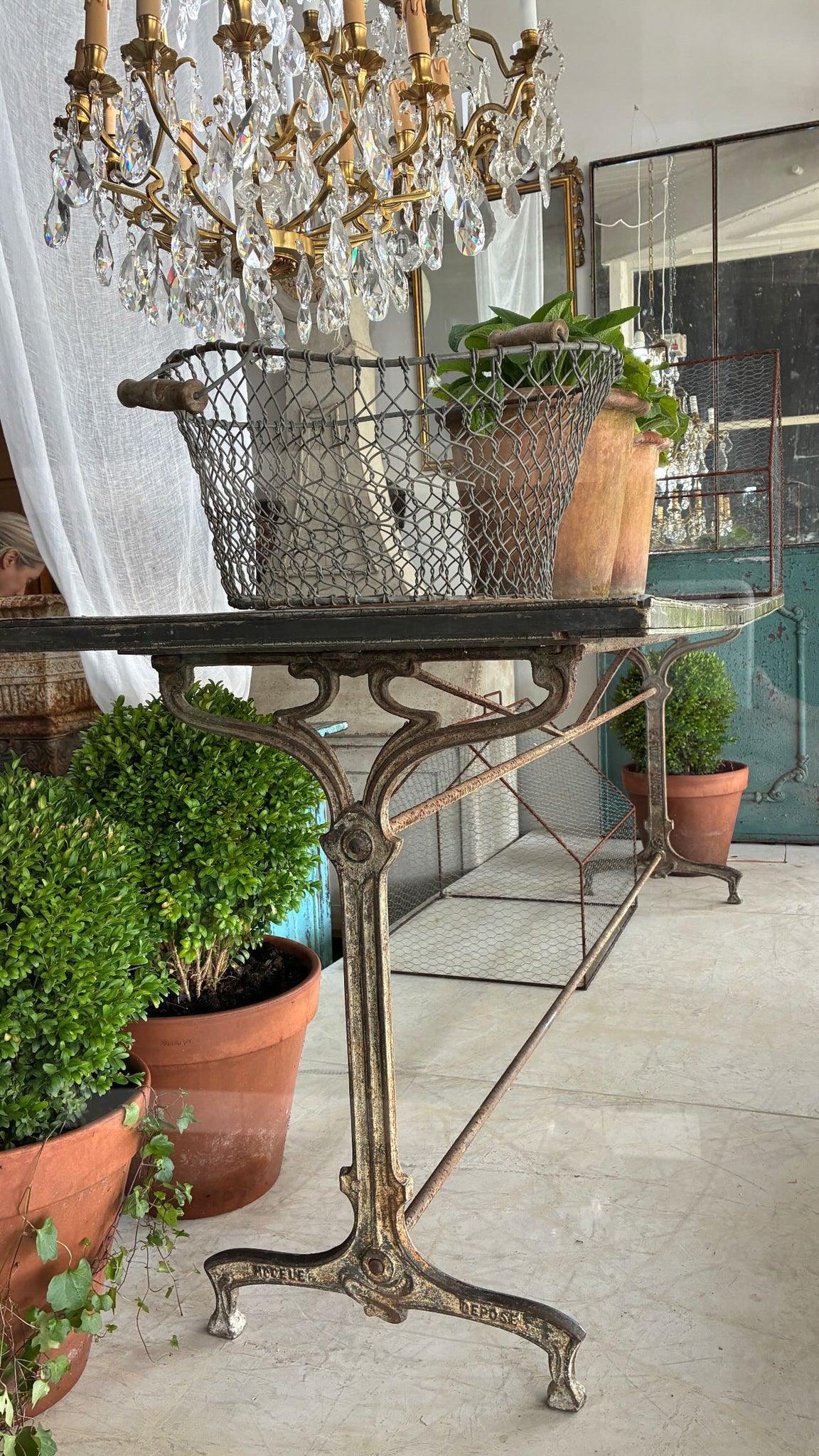 Antique French zinc top table