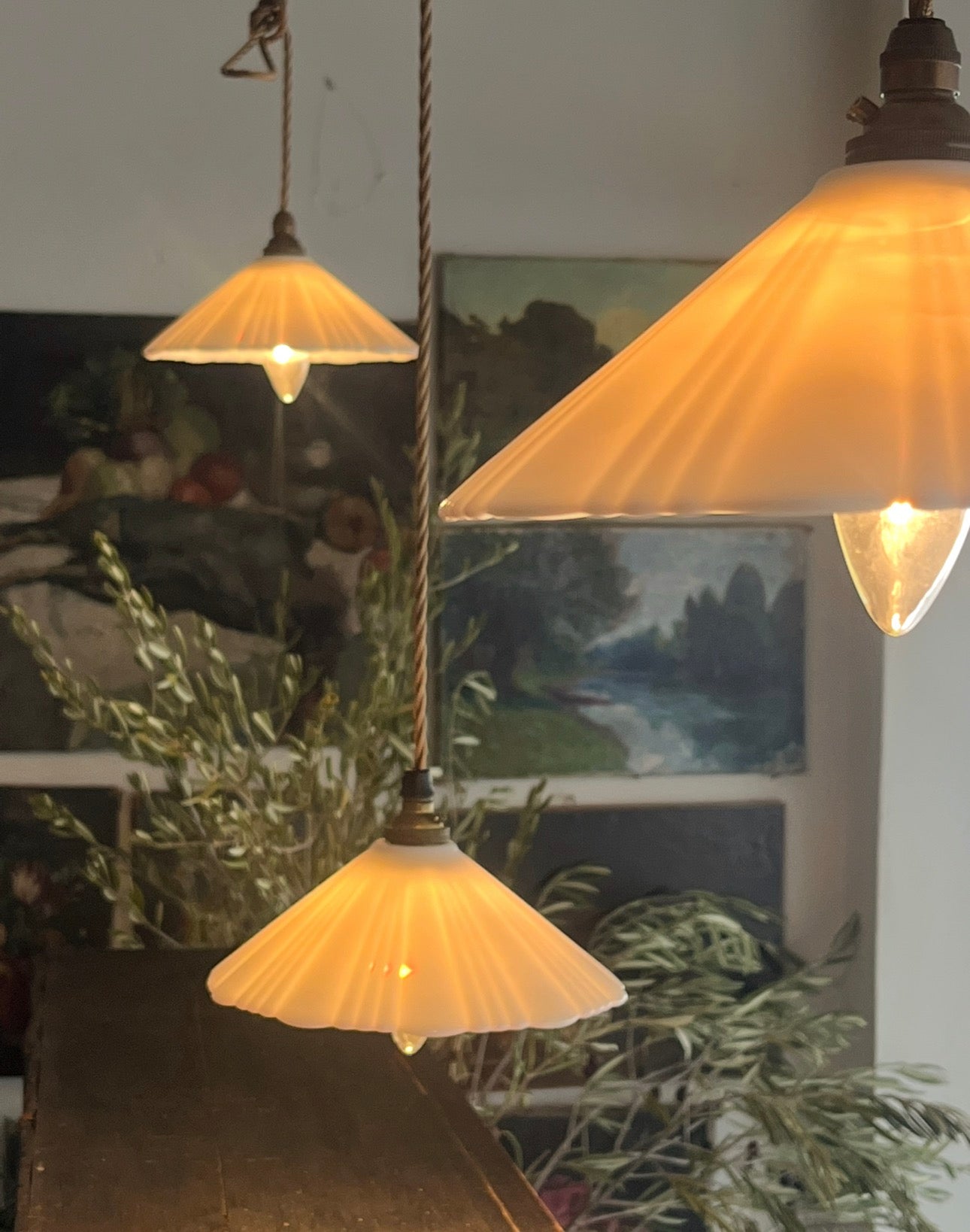 Antique milk glass light fitting