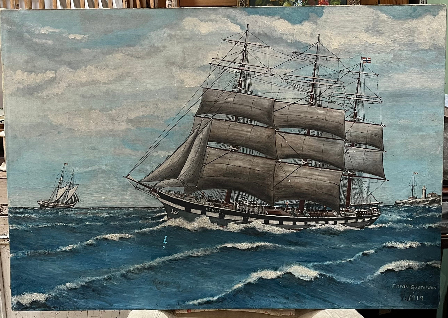 Ship oil painting