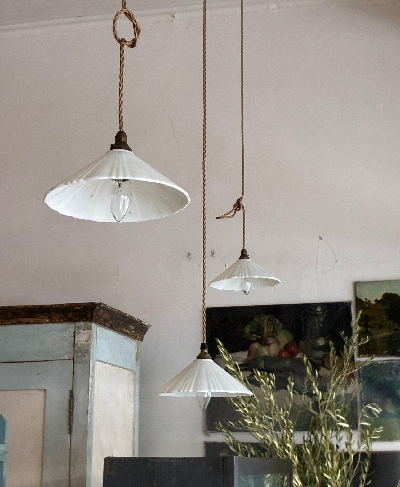 Antique milk glass light fitting