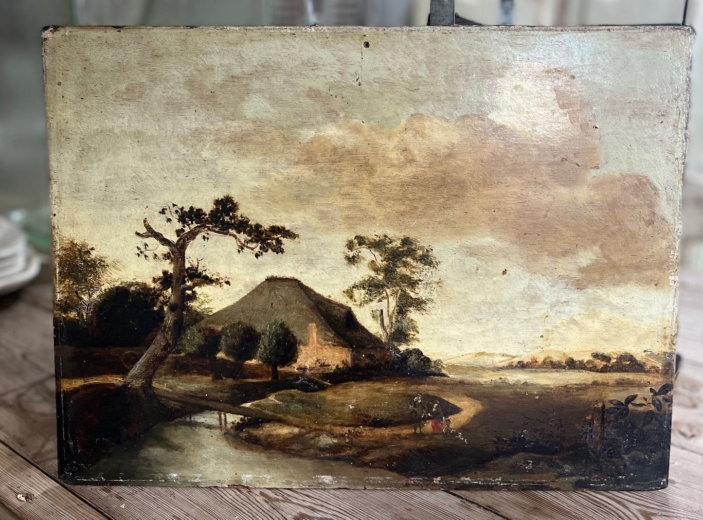 Antique landscape oil painting