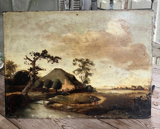 Antique landscape oil painting