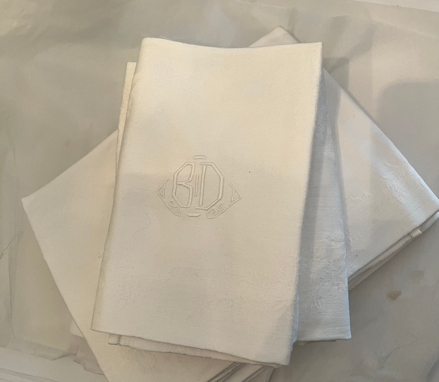 Set 12 “ BD” antique napkins