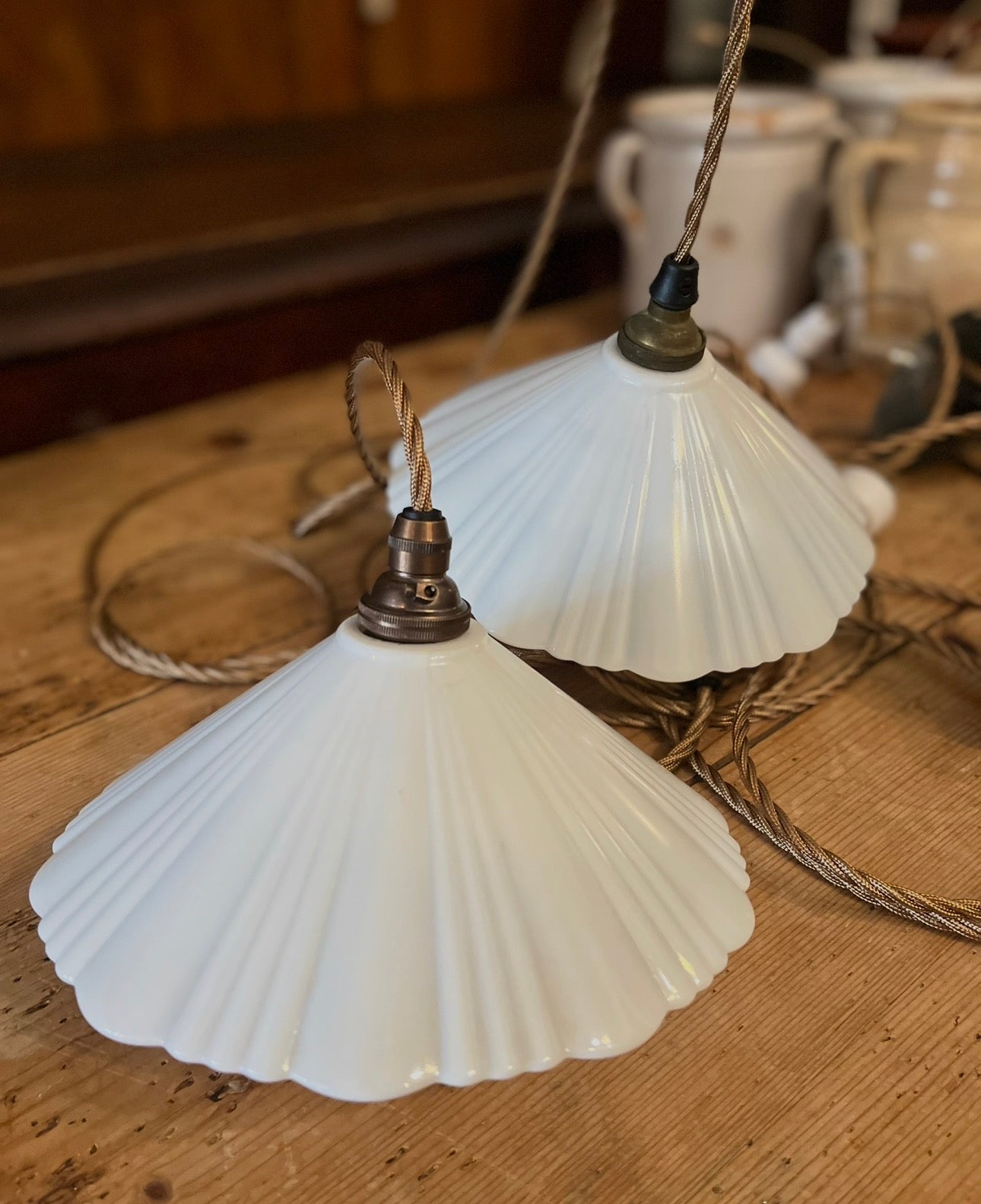 Antique milk glass light fitting