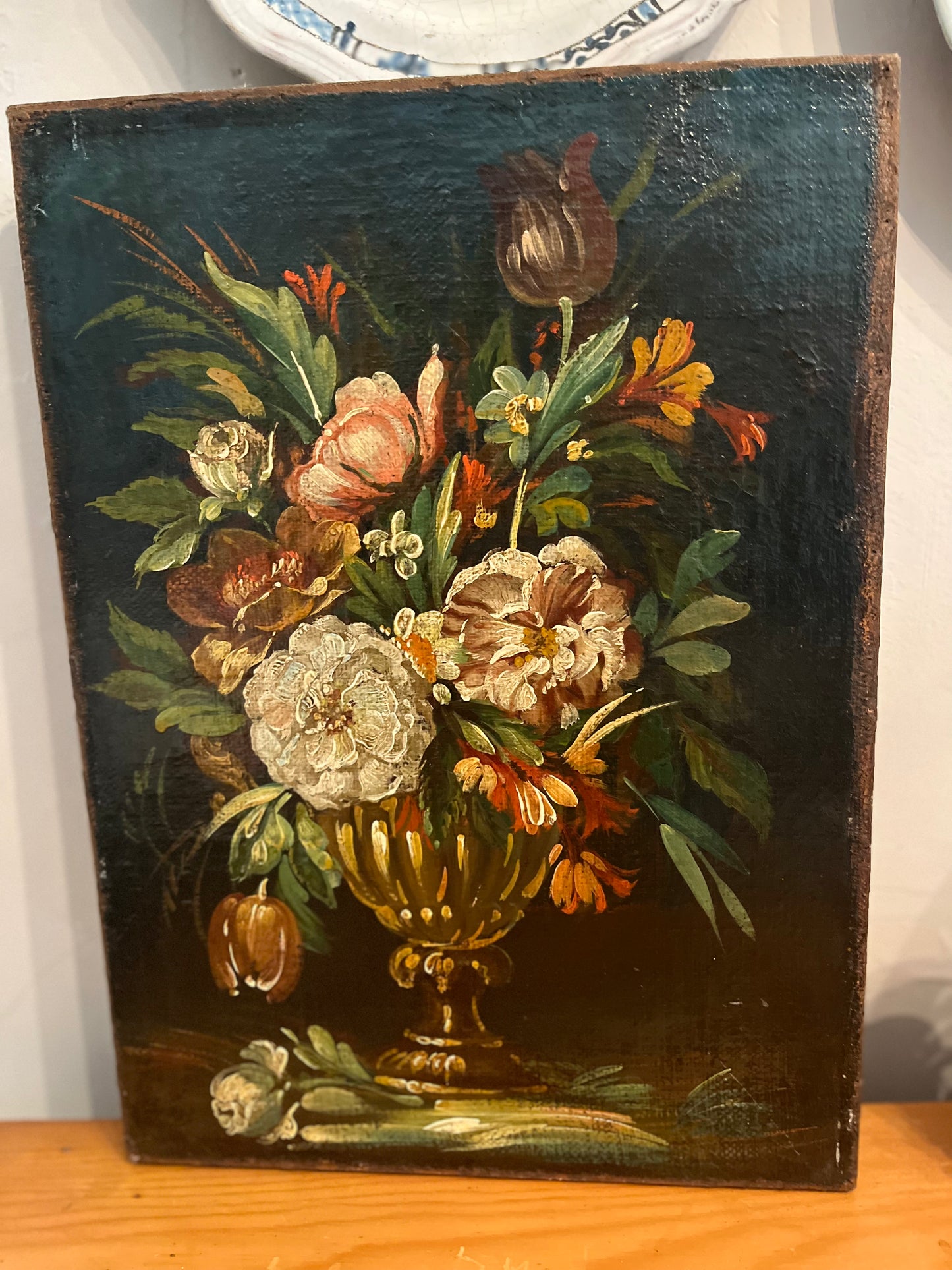 Antique floral oil painting