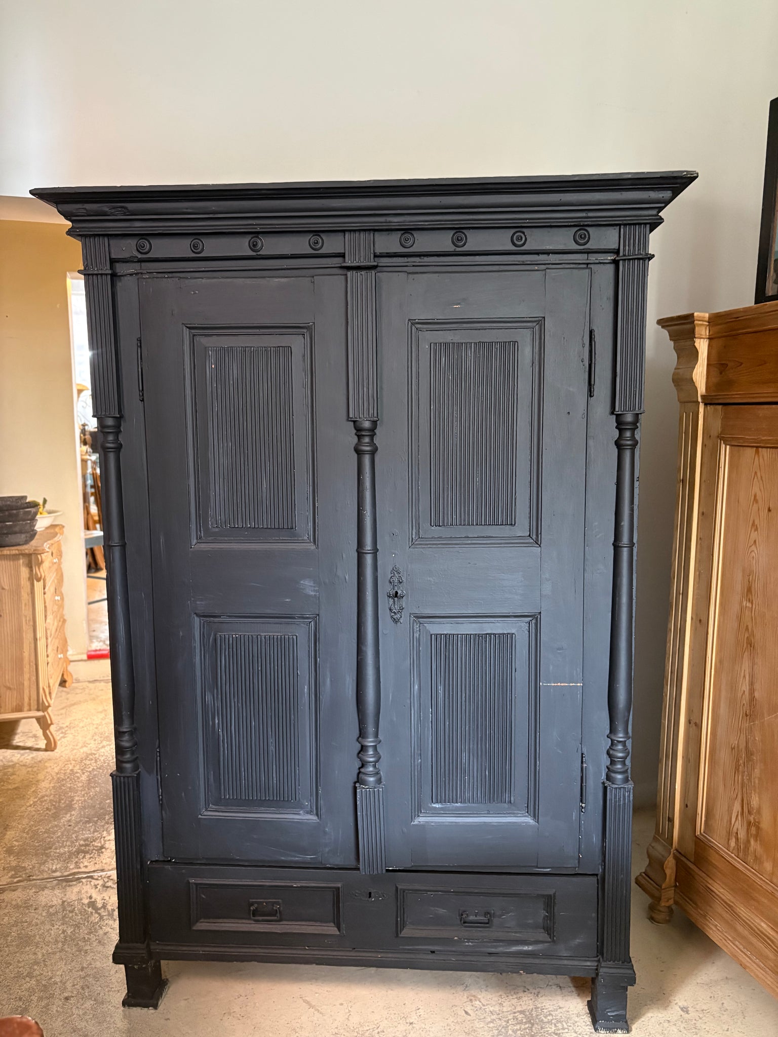 Black antique European armoire