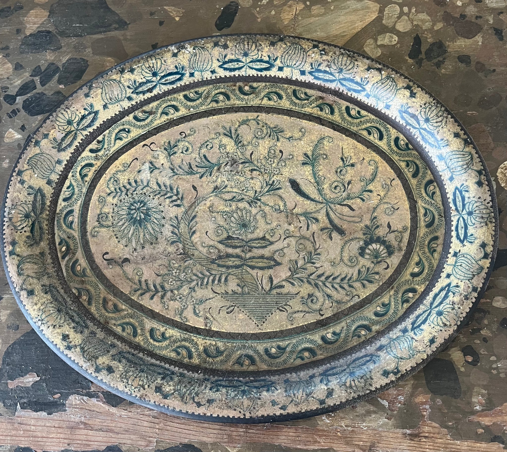 Antique tin platter