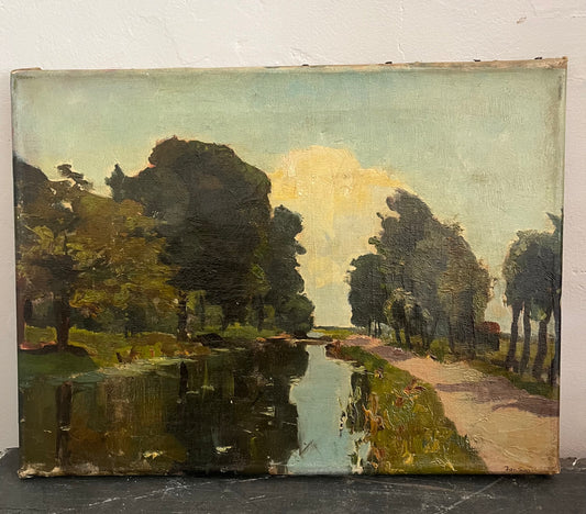 Antique landscape oil painting