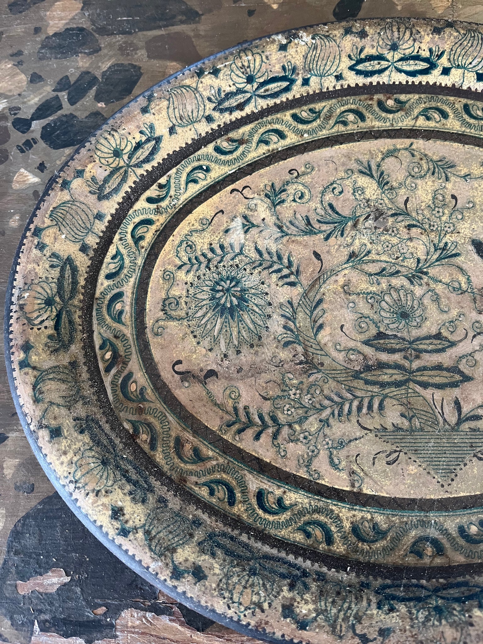 Antique tin platter