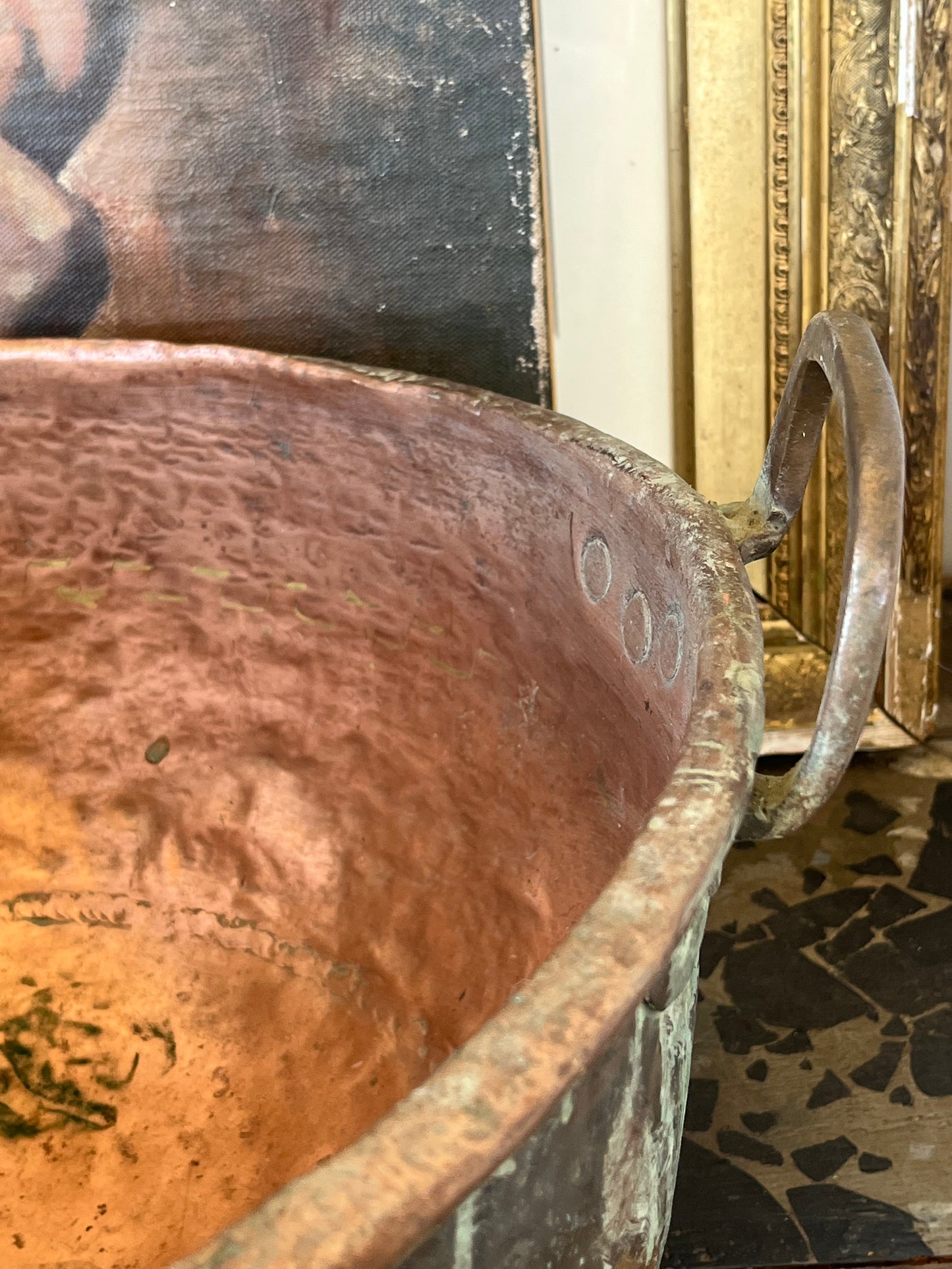 Antique French copper chocolate pot