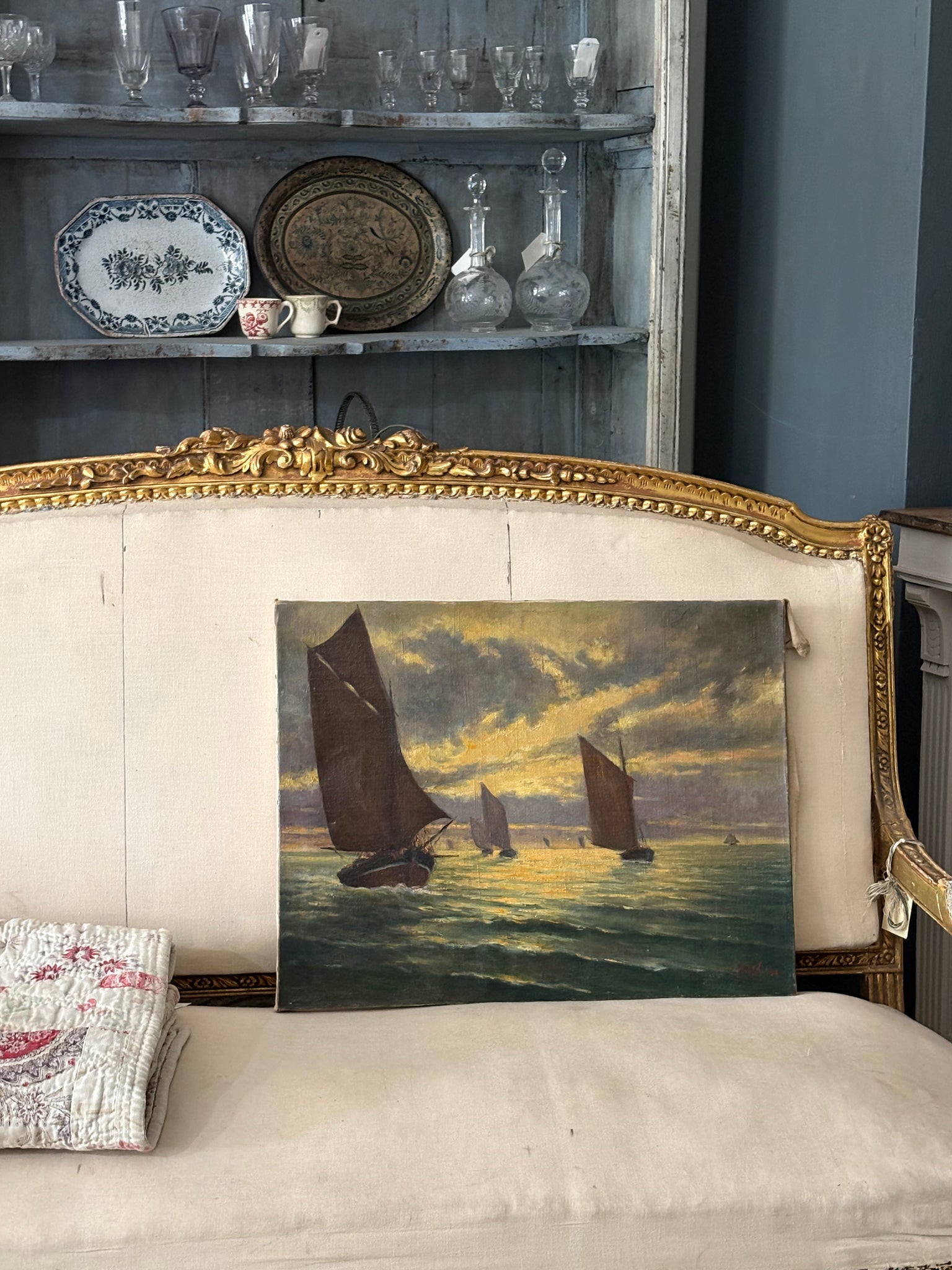 Sail boats seascape oil painting