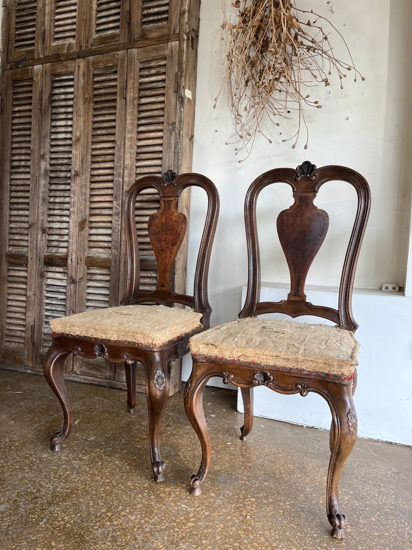 Pair Gustavian dining chairs