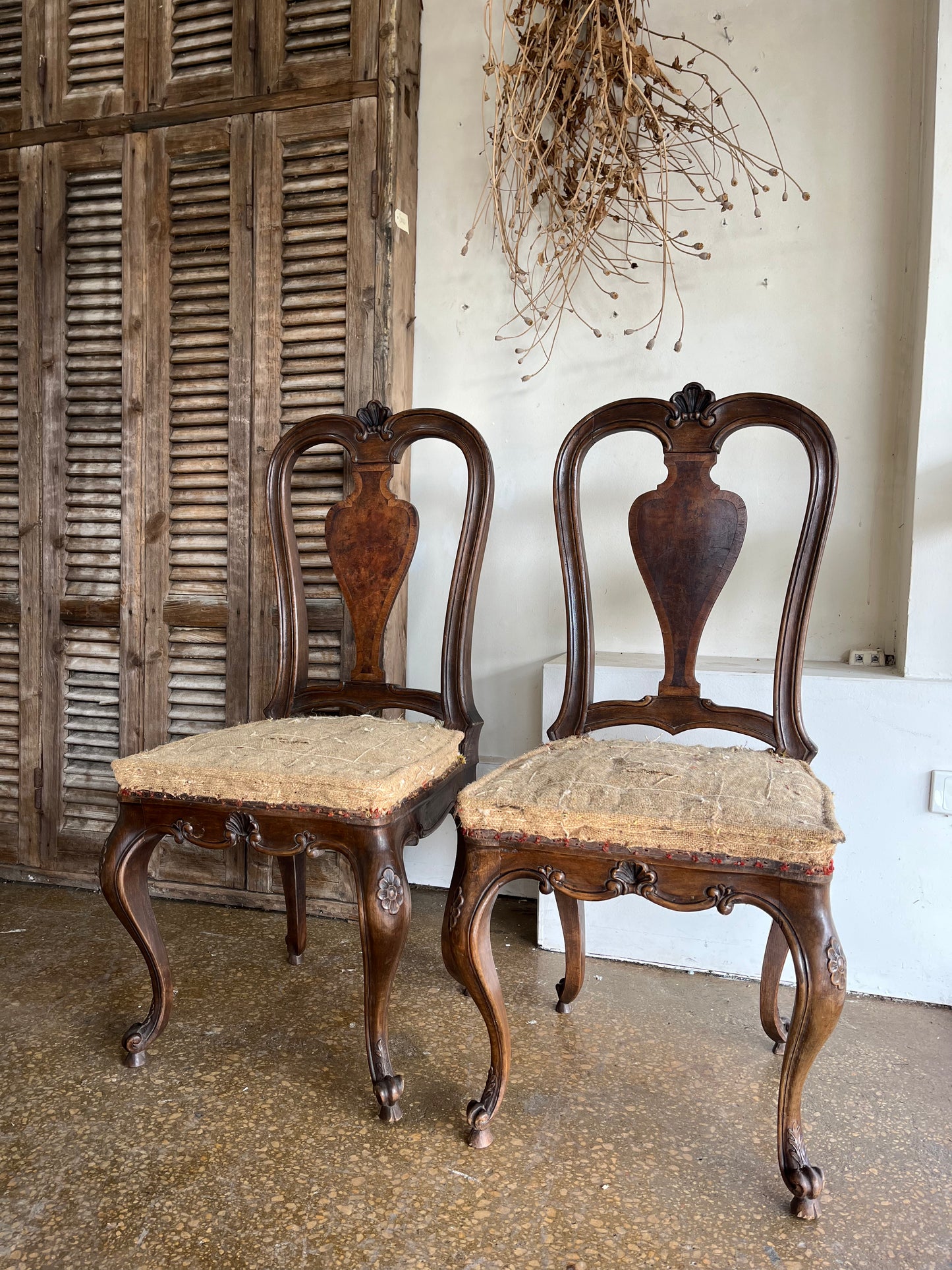 Pair Gustavian dining chairs