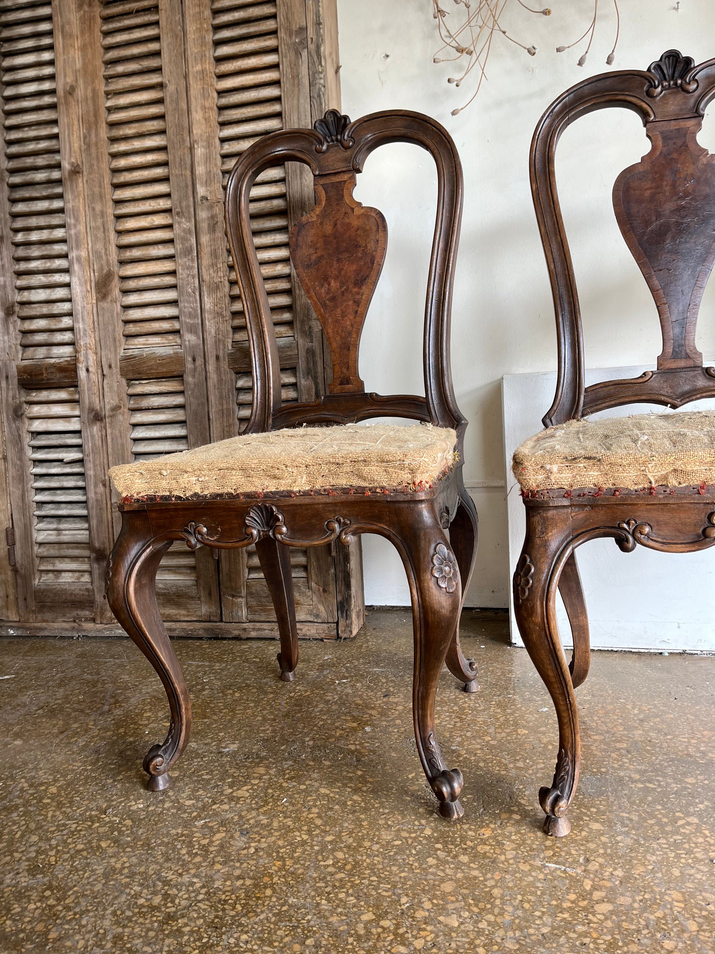 Pair Gustavian dining chairs