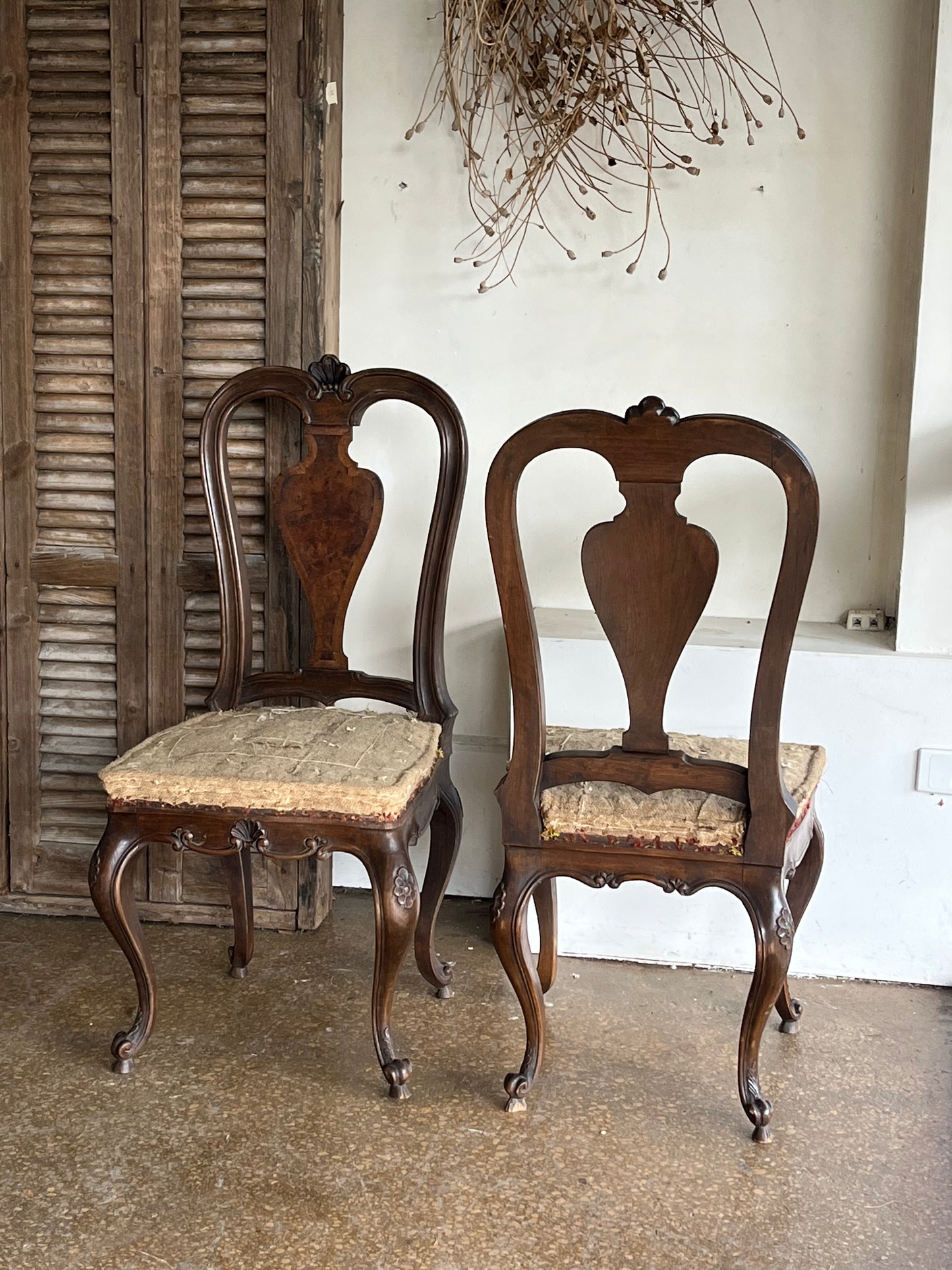 Pair Gustavian dining chairs