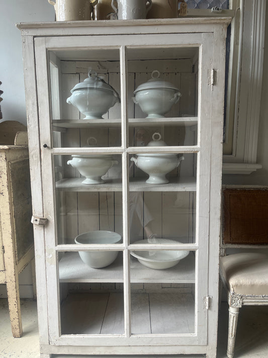 Antique white display cupboard