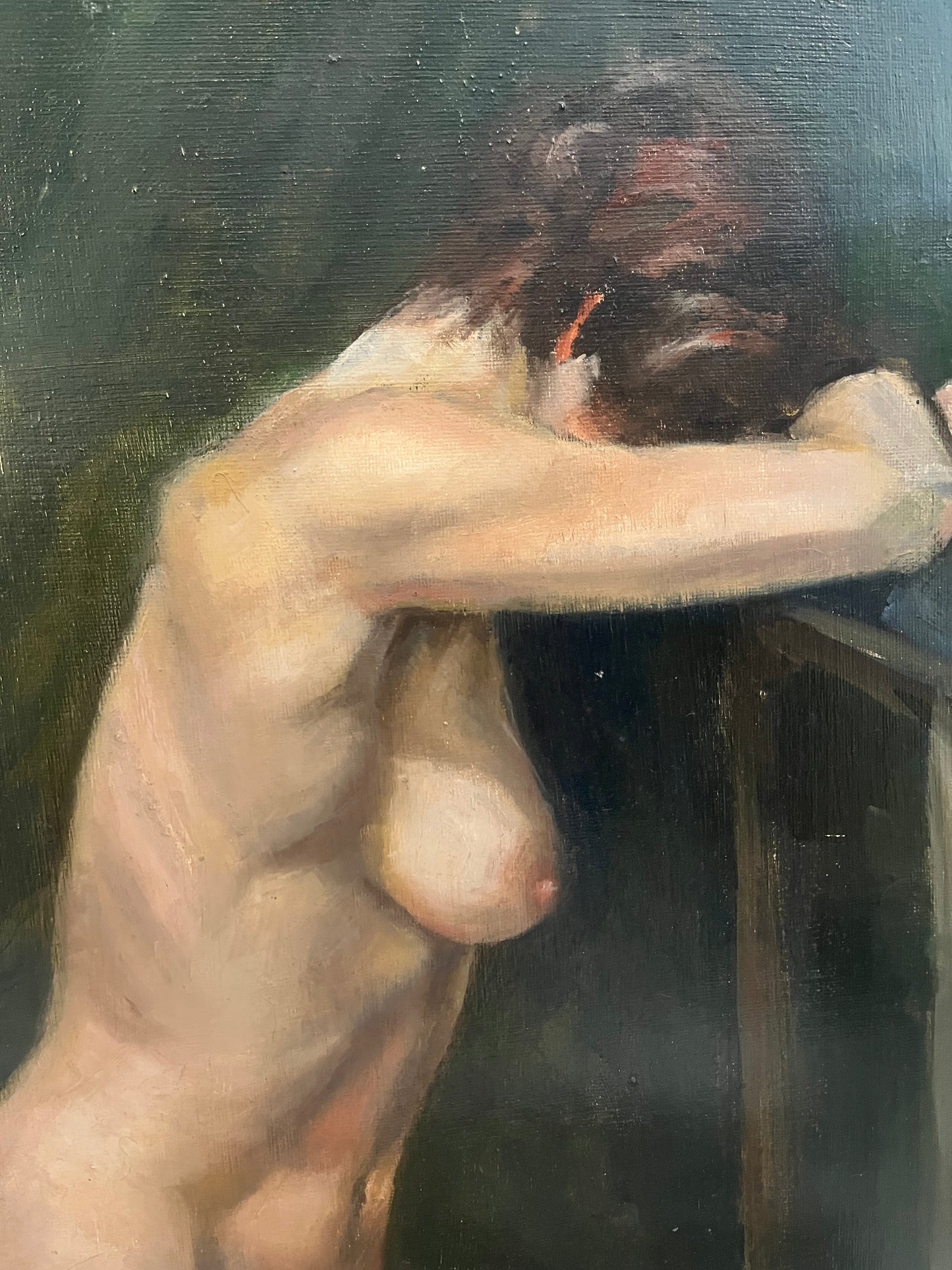 Antique nude oil on board