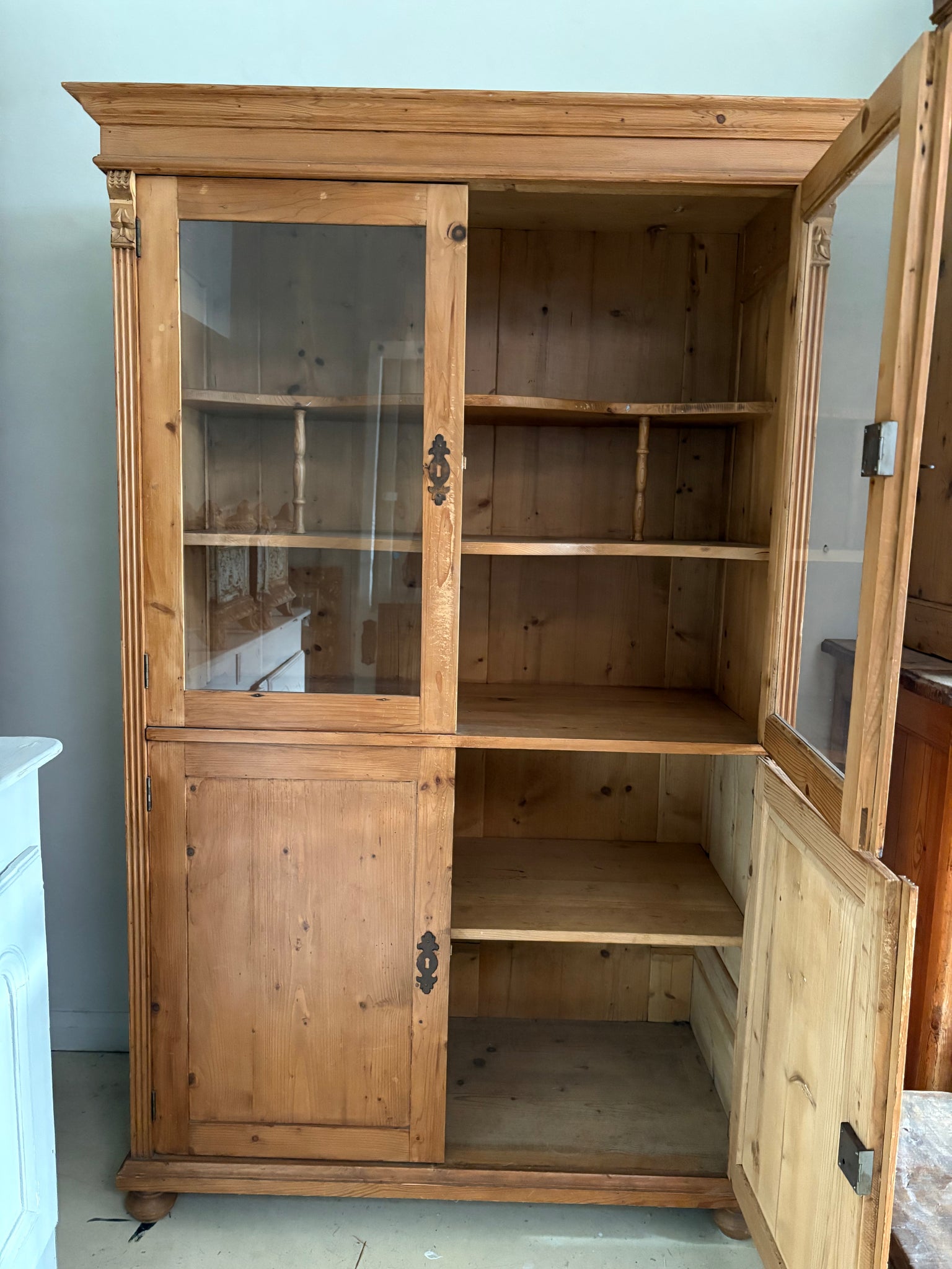 European pine storage /display cupboard