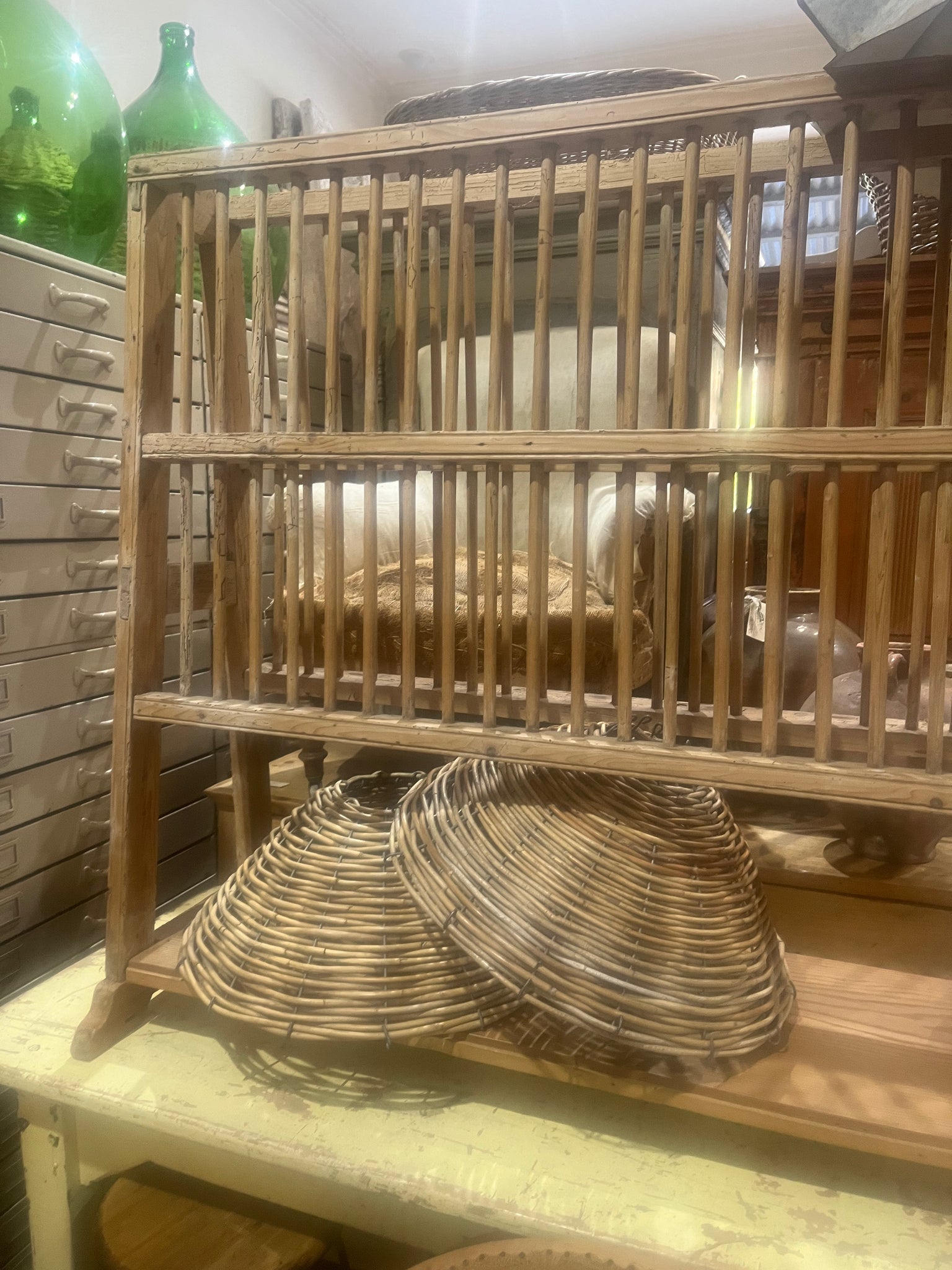 Antique pine plate rack