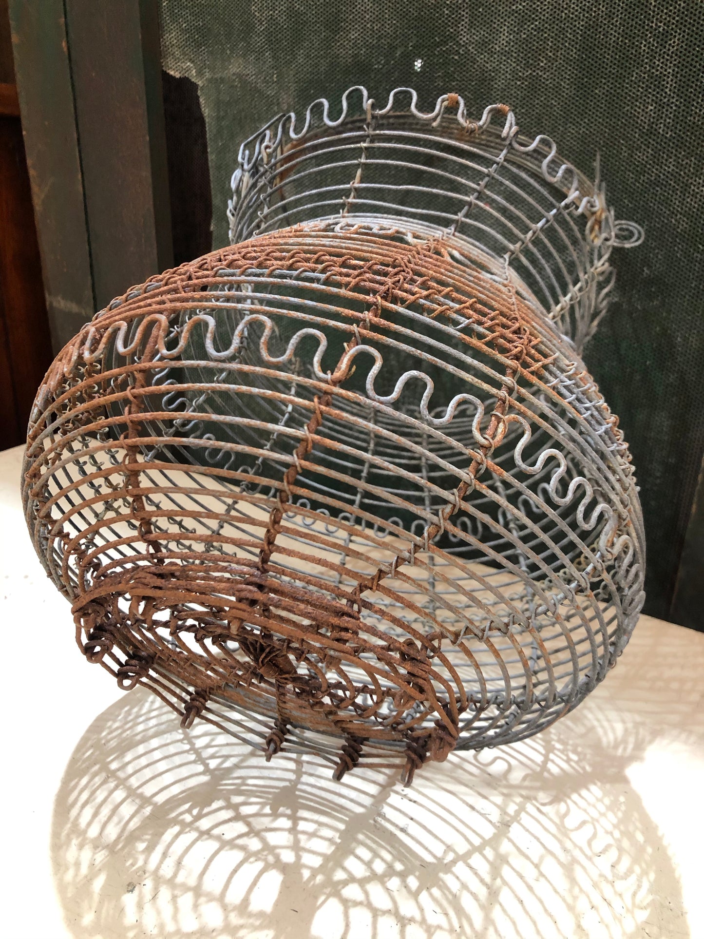 Exceptional antique wire basket