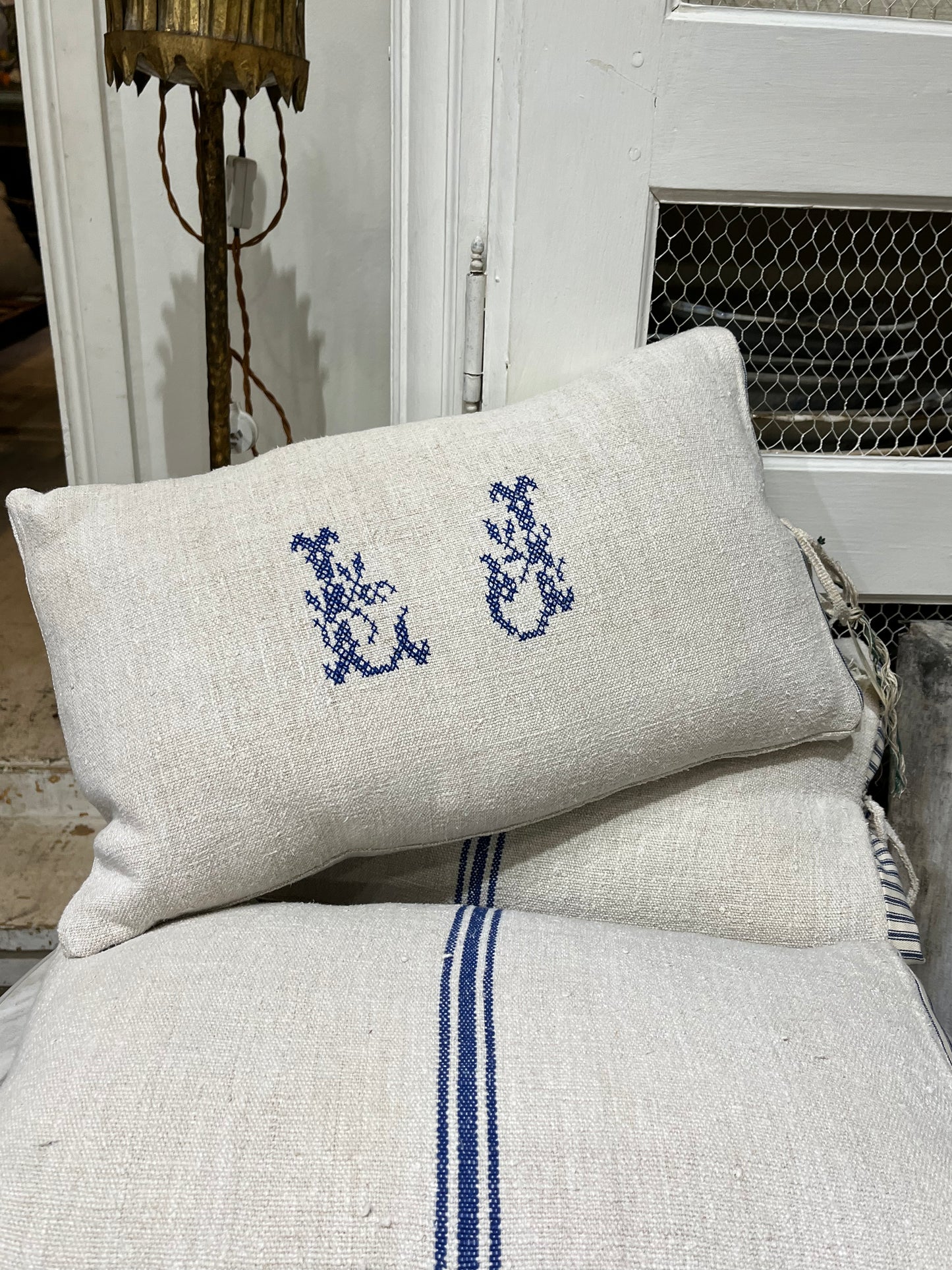 Grain sack cushion